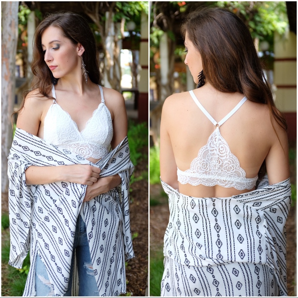 ✨LAST ONE✨White triangle Back lined lace bralette - Picture 4 of 5